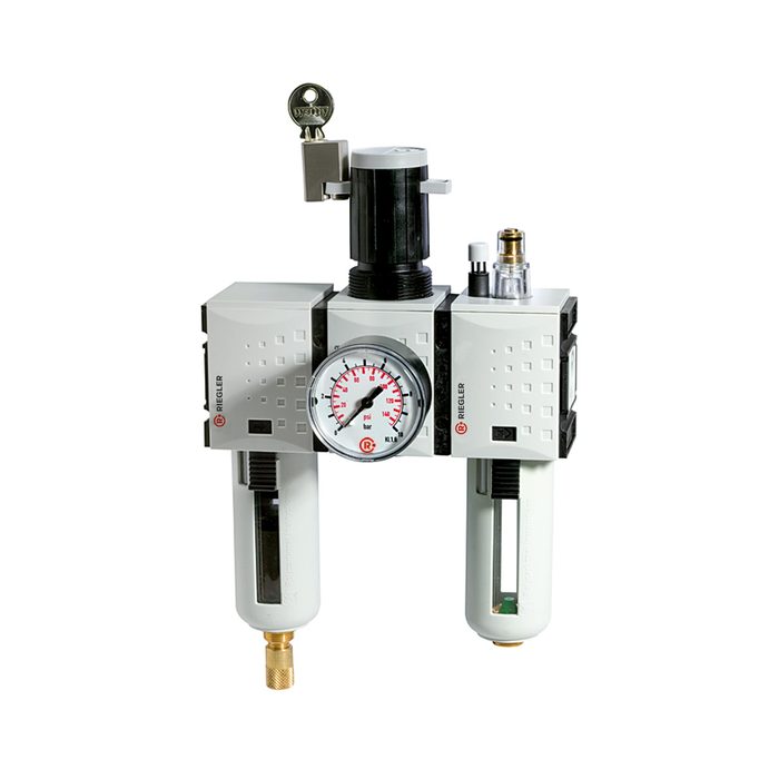 [152652] RIEGLER Wartungseinheit 3-tlg. »FUTURA«, PC, BG 2, G 1/2, 0,5-16 bar, VA
