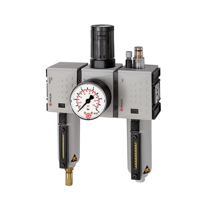 [152706] RIEGLER Service unit 3-part »FUTURA«, Metal, Size 2, G 1/2, 0.1-2, Fully