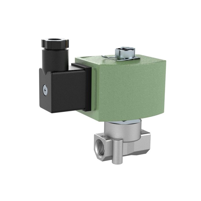 [158061] RIEGLER 3/2-way solenoid valve, Stainless steel, NC, 24 V DC, NBR, G 1/4