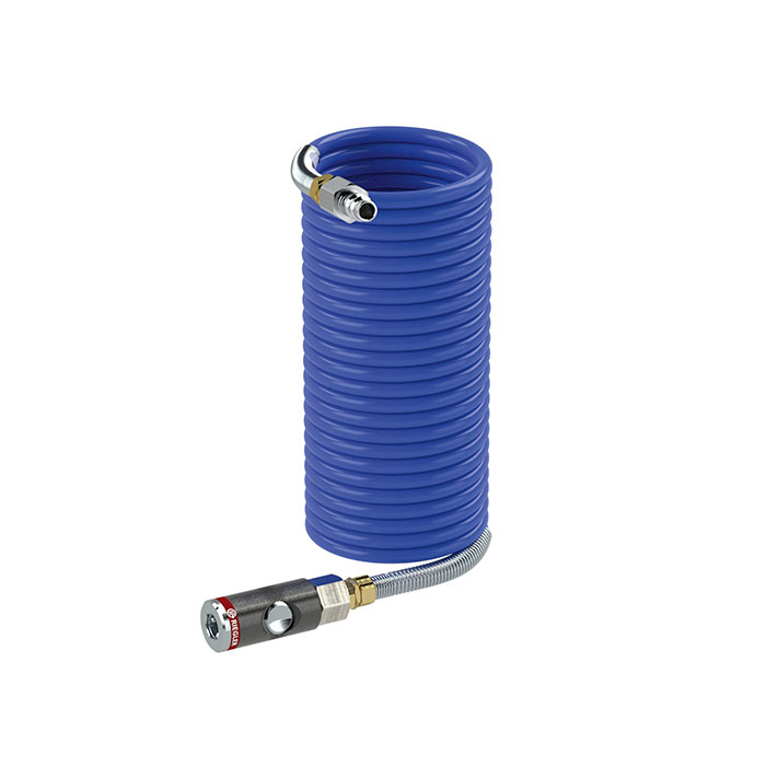 RIEGLER Spiral hose coupling set, Safety coupl., PA, Hose Ø 8x6, 7.5 m