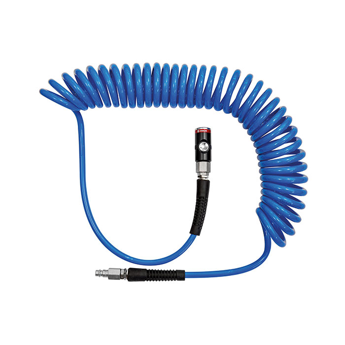 RIEGLER Spiral hose coupling set, Push button coupl., PU, Hose Ø 8x5, 6 m