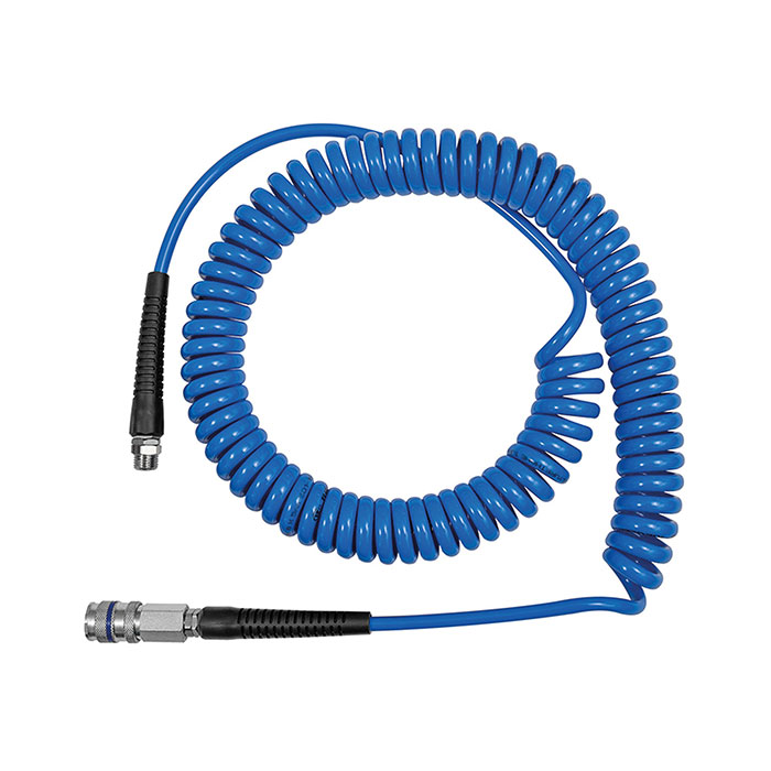 RIEGLER Spiral hose steel coupling set, PU, Hose Ø 10x6.5, Length 3.0 m