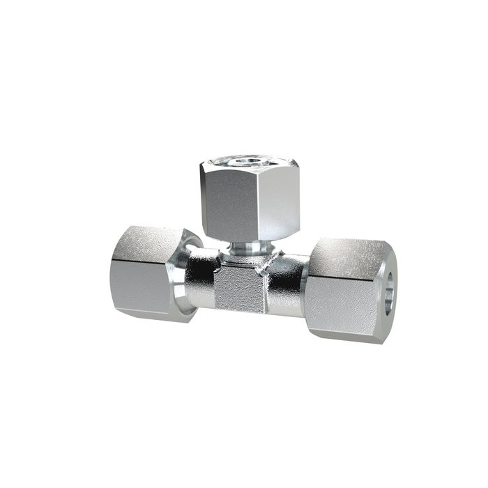 [159015] RIEGLER Adjustable T screw fitting, Pipe ext. Ø 6, galvanised steel
