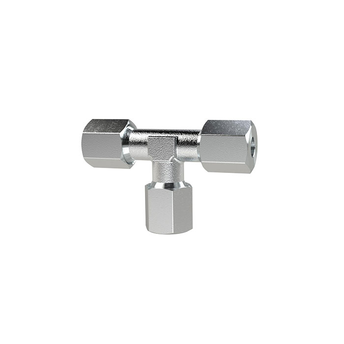 RIEGLER T-Verschraubung, Rohr-Außen-Ø 10 mm, Stahl verzinkt, 100 bar
