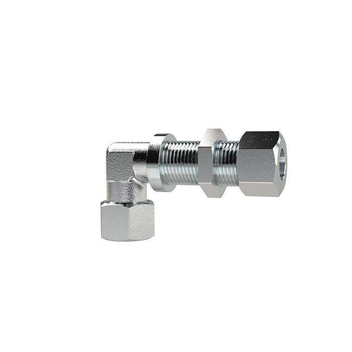 RIEGLER Bulkhead elbow connector, Pipe exterior Ø 16 mm, galvanised steel