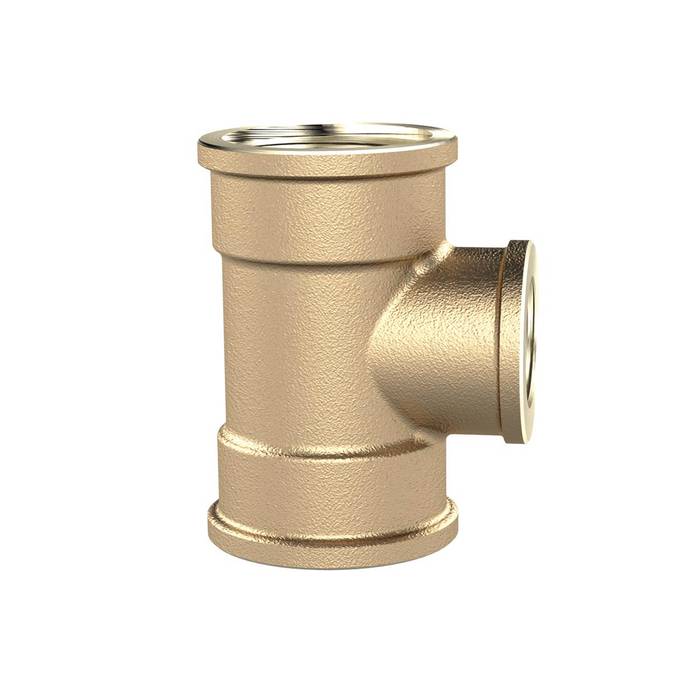 [194130] RIEGLER T-reducer 3xint.thread, 2xG3/4i, Outlet G1/2, 16bar, bright brass
