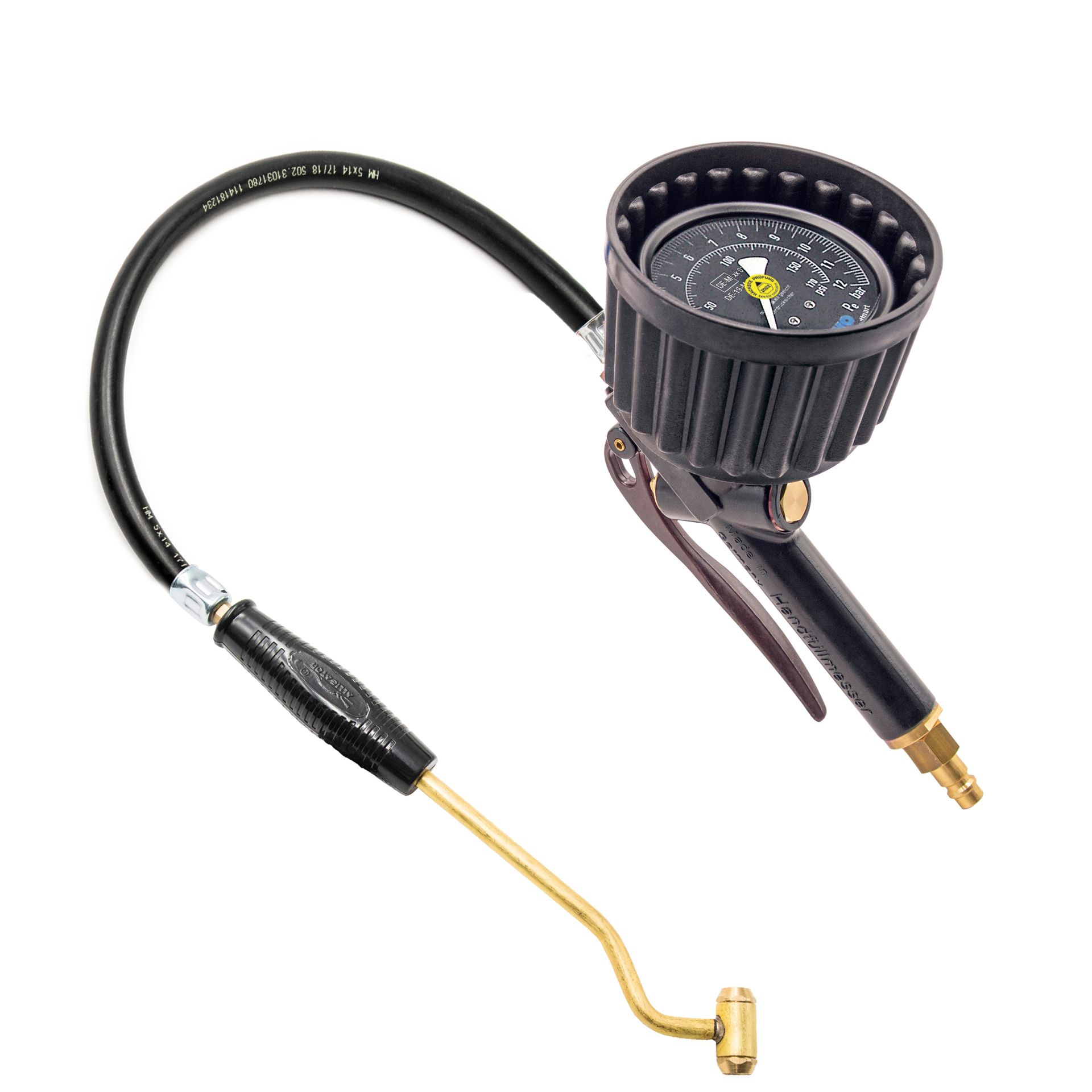 [151.2231] EWO hand-held tire inflator euroair, gas station plug, hose: 0.5 m, manometer Ø80 mm, MOP: 12 bar, conformity assessed