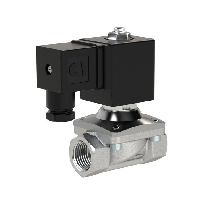 [146074] Riegler 2/2 solenoid valve, NC, St.steel, G1/2, NBR, comb.opera., 24V DC