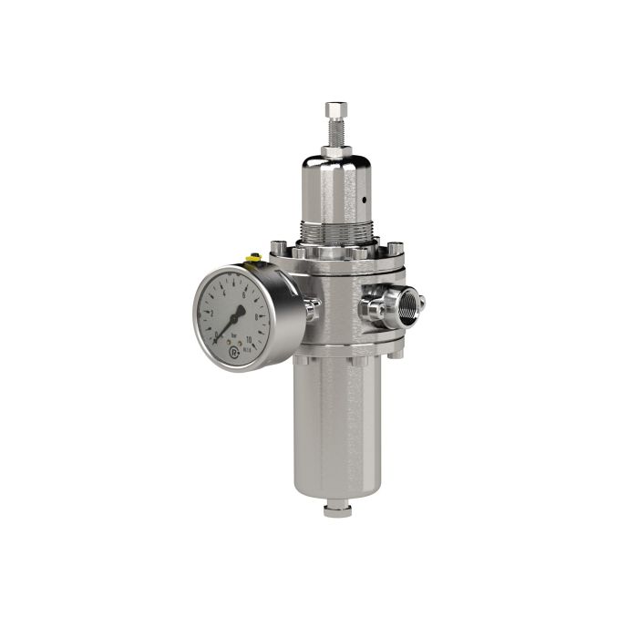 RIEGLER Edelstahl-Filterregler 1.4404, rücksteuerbar, G 1/2, 1,0 - 15 bar