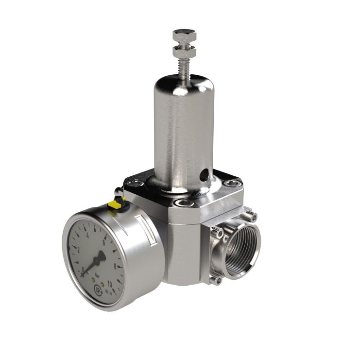 RIEGLER Edelstahl-Druckregler, 1.4404, rücksteuerbar, G 1, 1,0 - 17 bar