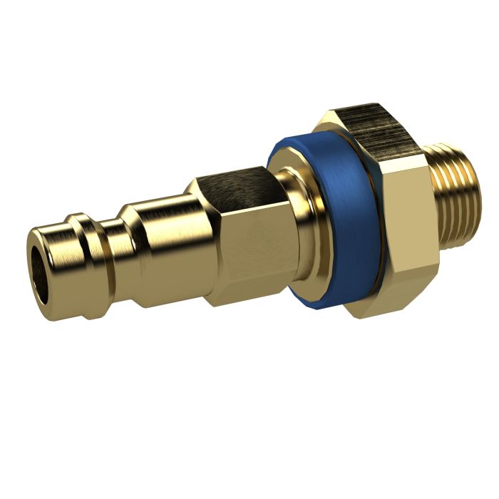 RIEGLER Unverwechselbarer Nippel NW 5, Messing blank, G 1/4 AG, blau