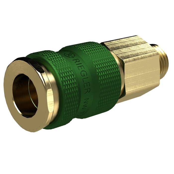 [137313] RIEGLER Unmistakable quick-release coupling NW 7,8, G 1/4 AG, green