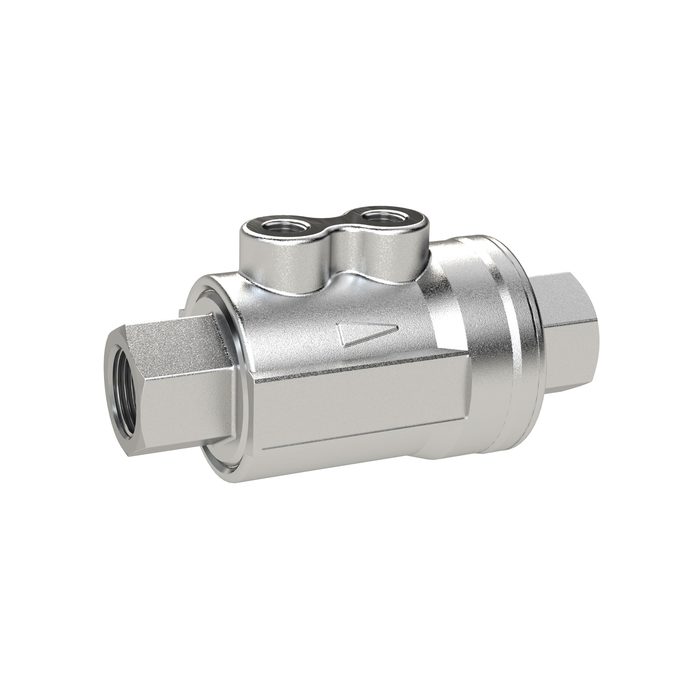 [146453] RIEGLER Coaxial valve, pneumat. bet. einfachw. NC, MS nickel-plated NBR, Rp 2