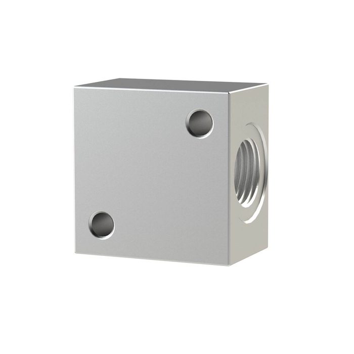 [129676] RIEGLER T-distributor, flange-mounted, G 1/8 aluminum, SW 16