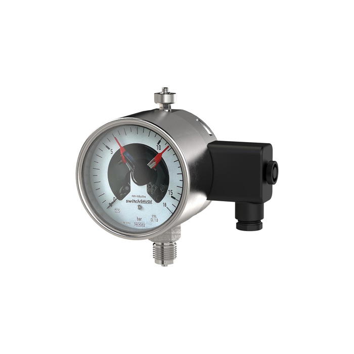 RIEGLER Kontaktmanometer, G 1/2 radial unten, Messber. 0 - 2,5 bar, Ø 100