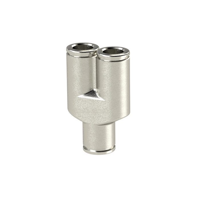 [129846] RIEGLER Y-connector "metallica", for hose outer Ø 8, MS nickel-plated.