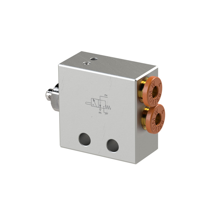 3/2-way miniature valve, mechanical, plunger, NC, 4 mm rear