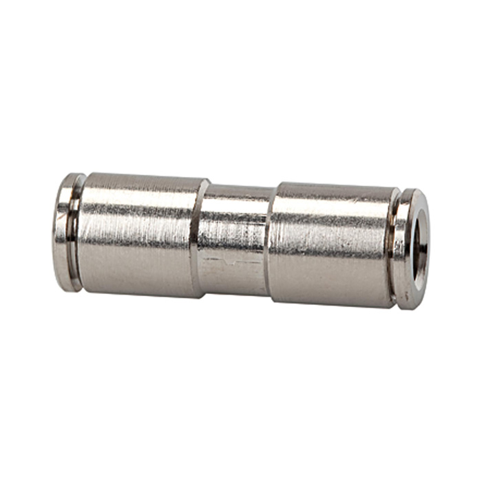 [130081] RIEGLER Straight push-in connector "metallica", hose outer Ø 3, MS nickel-plated.