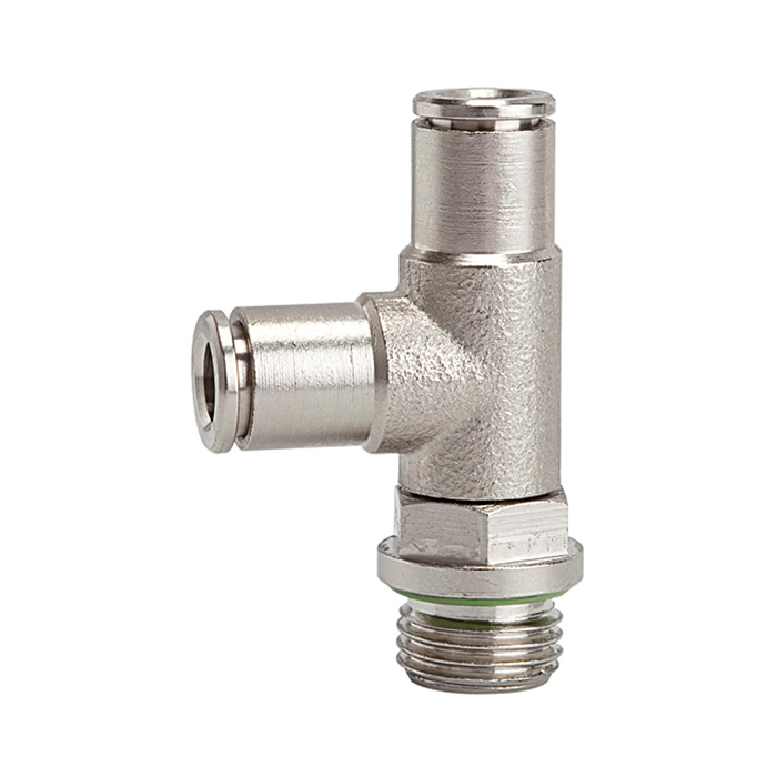 RIEGLER Push-in T-fitting L-shaped "metallica", rotatable, M3 a. Ø 3 mm