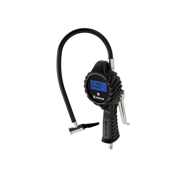 [116964] RIEGLER Digital hand tire inflator HS, Mano Ø 80 mm, 0-12 bar