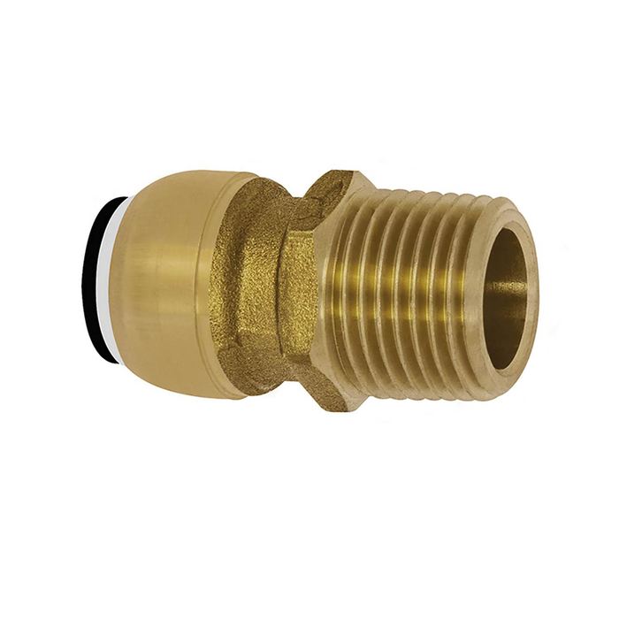 [117031] RIEGLER Screw-in connector, MS, "sharkbite", G 3/4, for pipe outer ø 22 mm