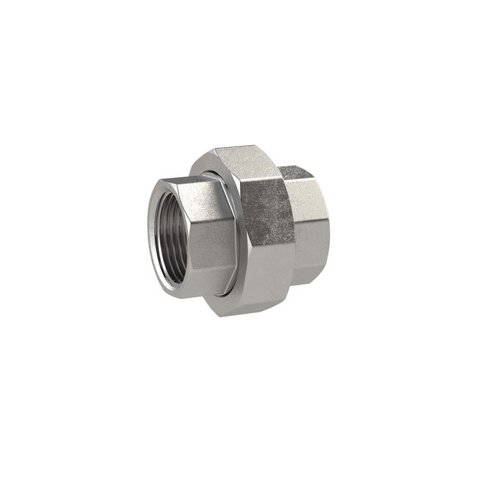 [118065] RIEGLER sol. Double threaded nipple, flat seal, Rp 1/2, internal thread, SW 38, ES 1.4408