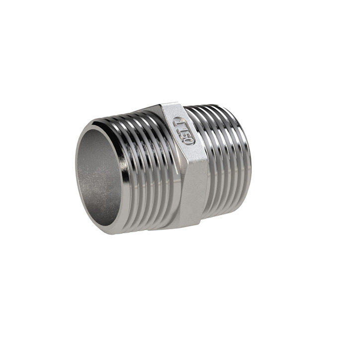 RIEGLER Double threaded nipple, R 3/8, AG, SW 18, ES 1.4408