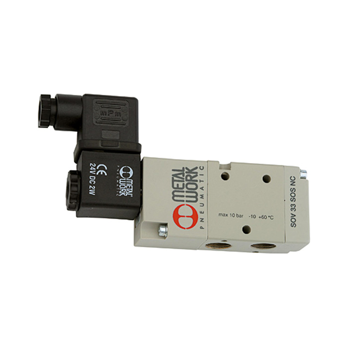 3/2-way valve, electropneumatic, monostable, G 1/8, NO, 12 V DC