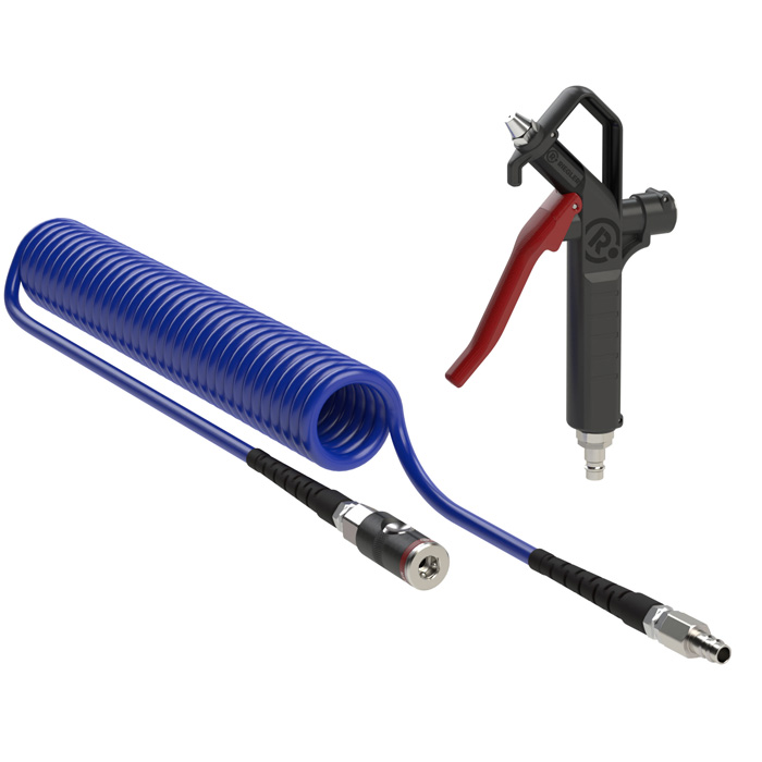 Spiral hose gun set plastic PU hose ø 10x6.5, max. 6m