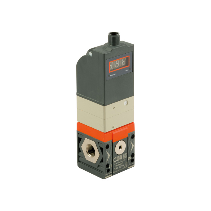 RIEGLER Precision prop. pressure regulator "SYNTRONIC", BG1, G1/8, display, 0...10 V