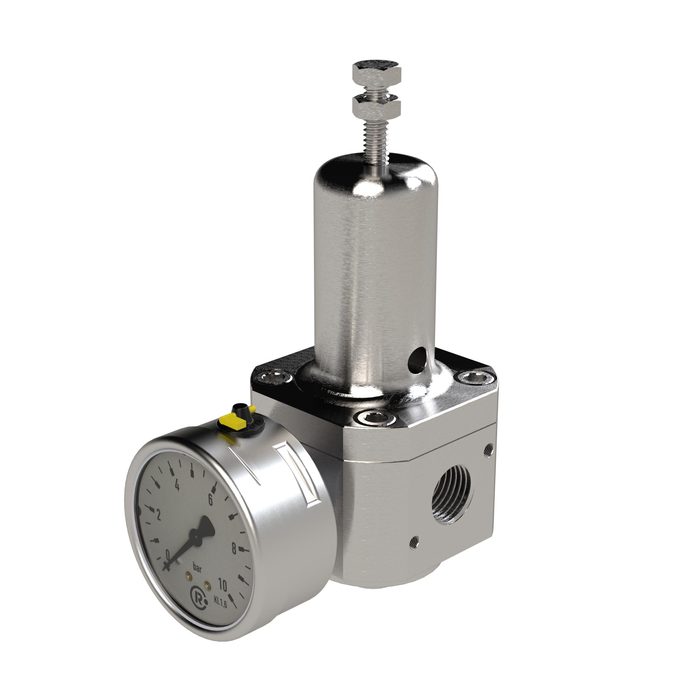 [136413] RIEGLER Stainless steel pressure regulator, 1.4404, reversible, G 1/4, 1.0 - 17 bar