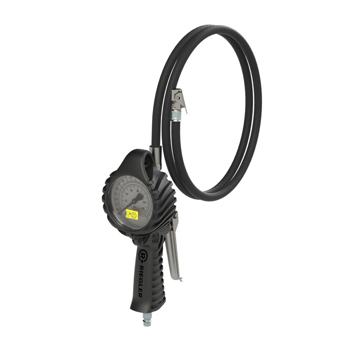 [137585] RIEGLER Stand-up manual tire gauge MS, Mano Ø 80 mm, calibrated, 0 - 12 bar