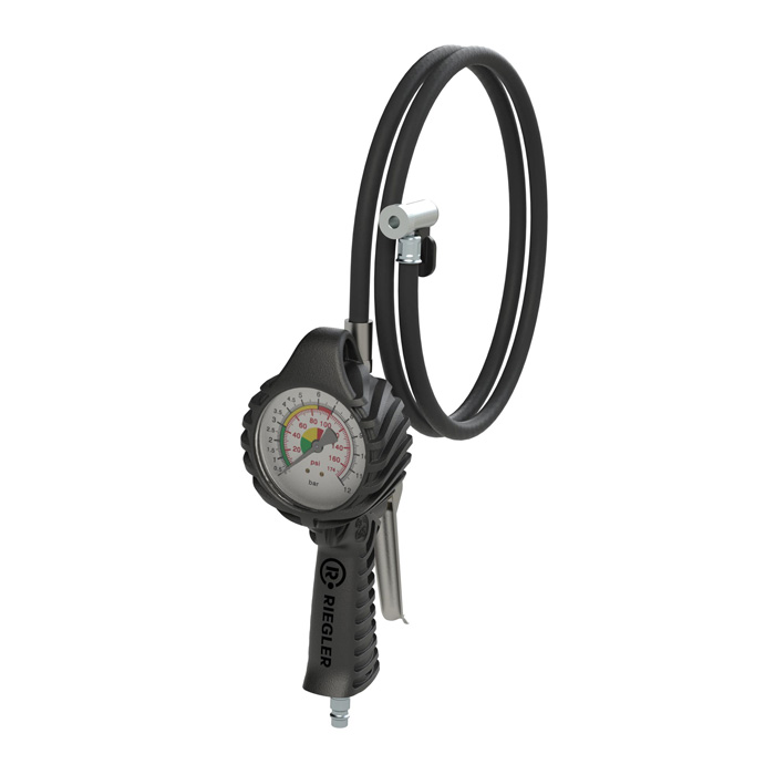[137643] RIEGLER Hand-held tire inflation gauge HS, Mano Ø 80 mm, uncalibrated, 0-12 bar