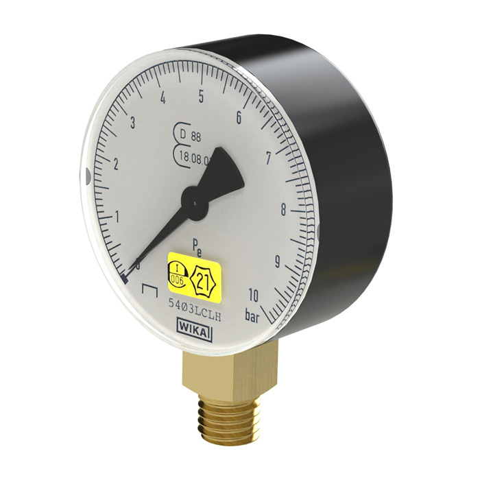 RIEGLER Pressure gauge ø 63 mm, calibratable, G 1/4, bottom connection