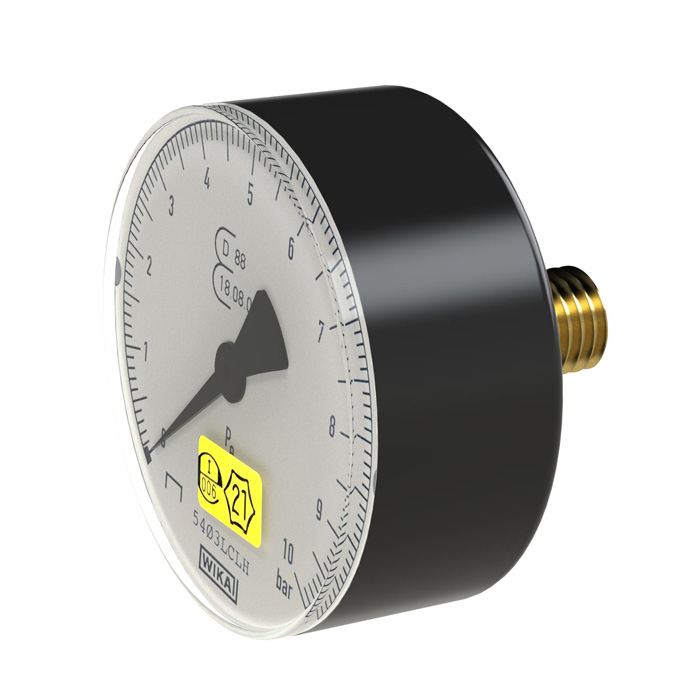 RIEGLER Pressure gauge ø 80 mm, calibratable, G 1/4, rear connection