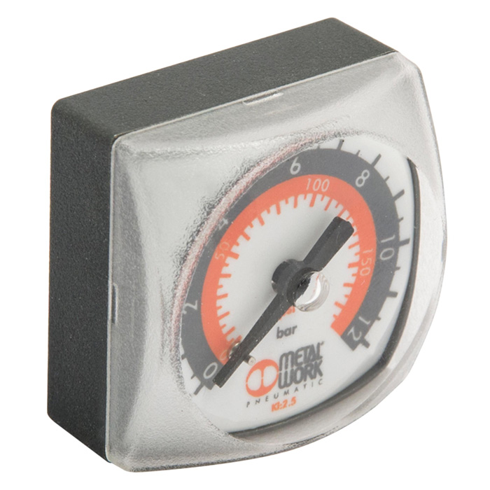 RIEGLER Metal Work pressure gauge, G 1/8 rear, 0-12 bar, 40x40