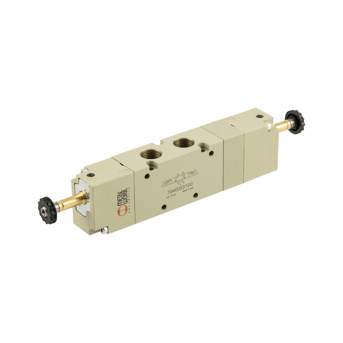 5/3-way valve, electropneumatic, center closed, G 3/8