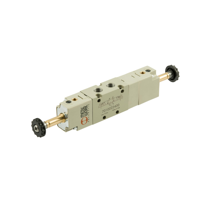 5/3-way valve, electropneumatic, center vented, G 1/8