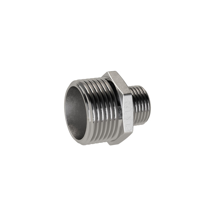 RIEGLER Doppelgewindenippel red., G 1, AG, G 3/8, SW 34, ES 1.4408
