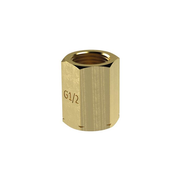 [120109] RIEGLER Spannmuffe, G 1/2, nach DIN 16283, 6-kant, Messing