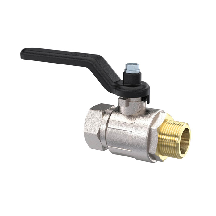 Ball valve standard version, hand lever black, IG/AG, MS ver., G 3/8