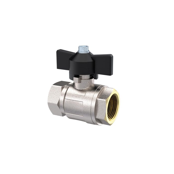 [129141] RIEGLER Ball valve standard version, wing handle black, IG/IG, MS ver., G 3/8