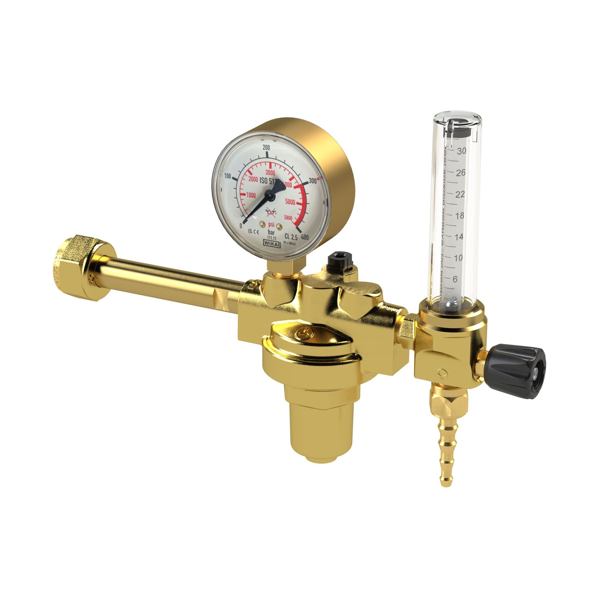 RIEGLER cylinder pressure regulator, 200 bar, CO2/Ar, flow meter 0 - 30 l/min