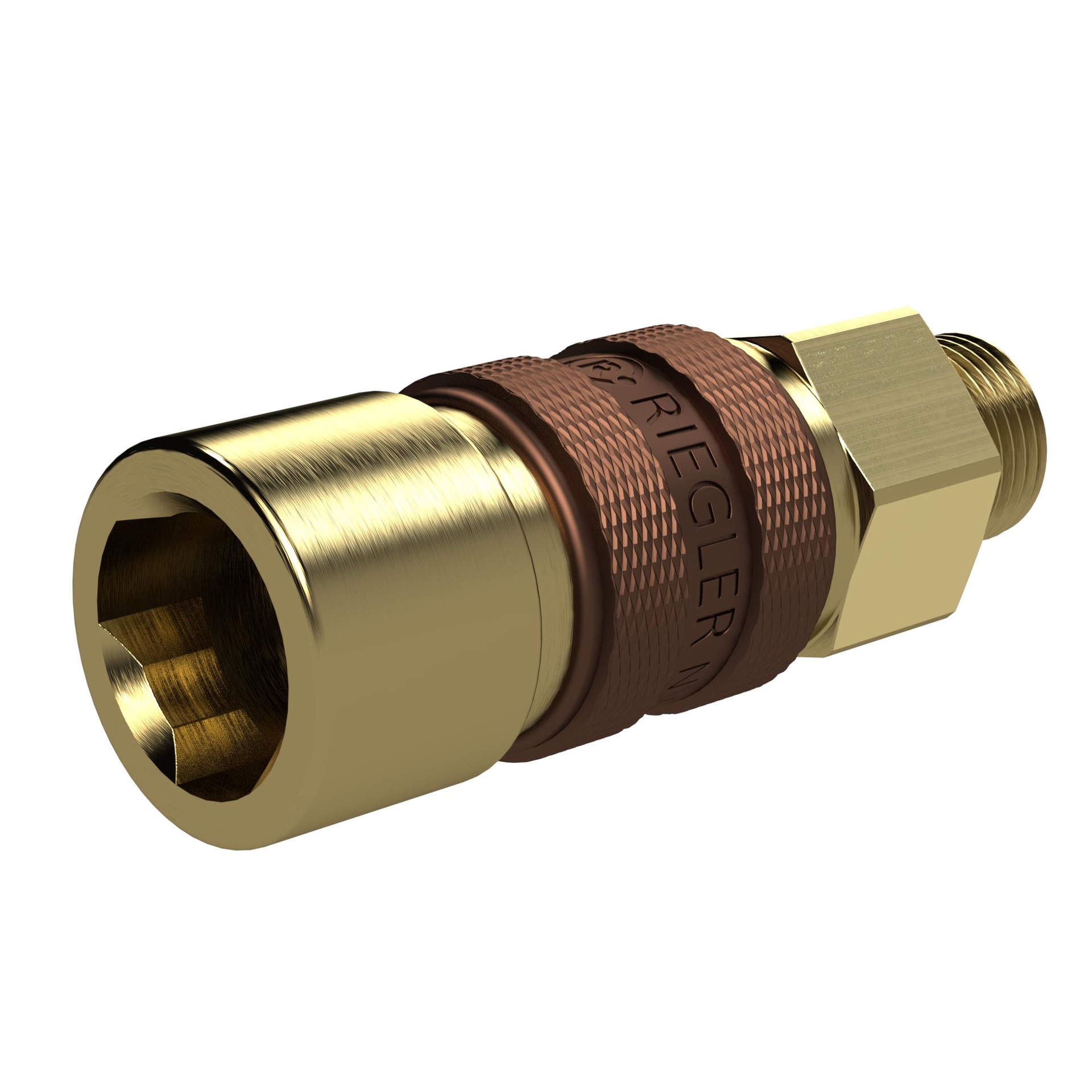 [136981] RIEGLER Unmistakable quick-release coupling NW 5, G 1/8 AG, brown