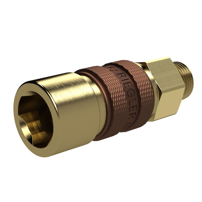 [136982] RIEGLER Unmistakable quick-release coupling NW 5, G 1/4 AG, brown