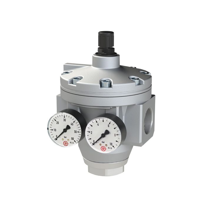 [146278] RIEGLER large pressure regulator with 2 pressure gauges, G 2, control range 0.5 - 15 bar
