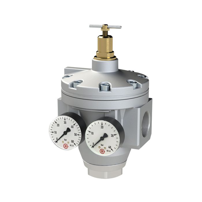 [146279] RIEGLER large pressure regulator with 2 pressure gauges, G 2, control range 0.5 - 25 bar