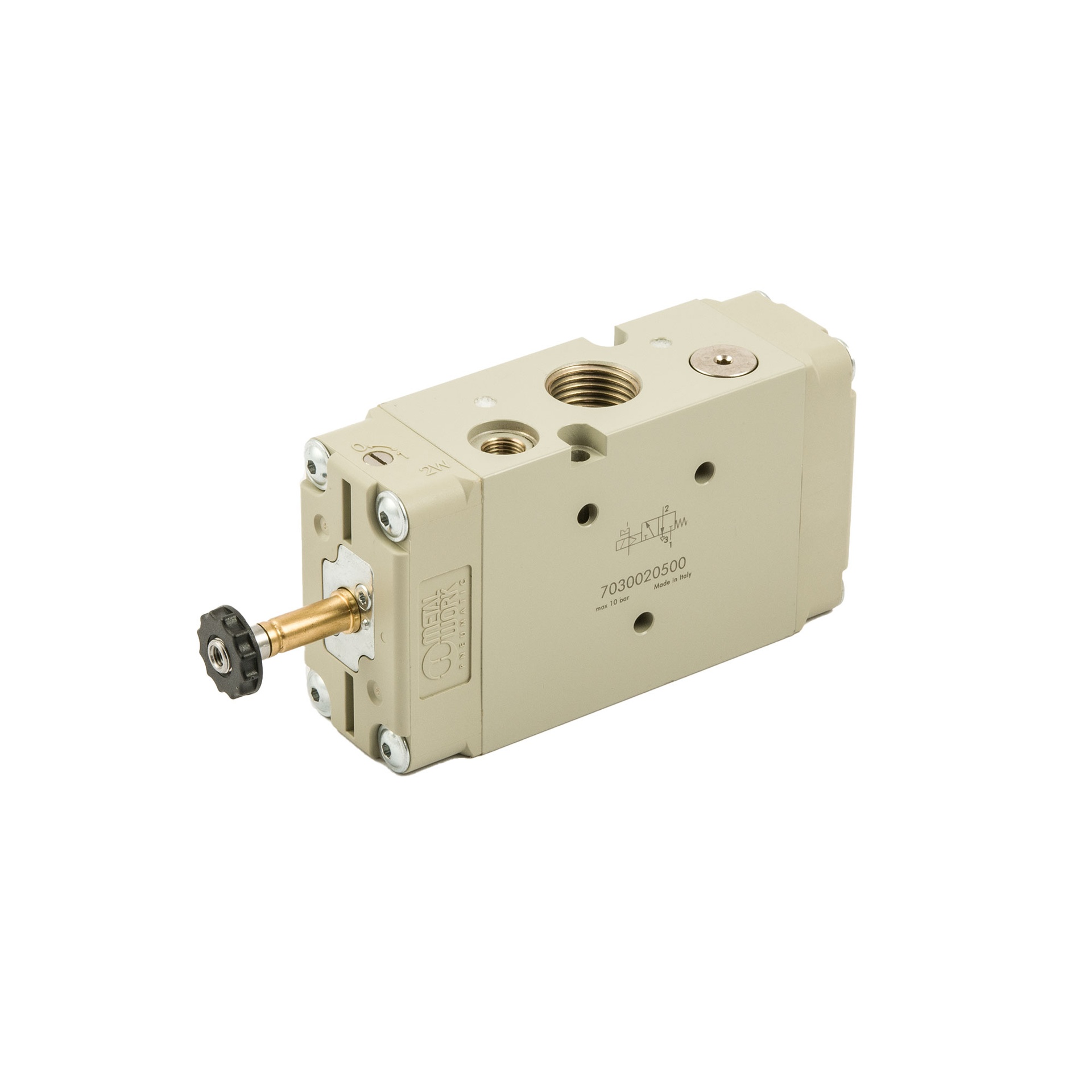 [147116] RIEGLER 3/2-way valve, electropneumatic, external control, monostable, G 1/2, NC