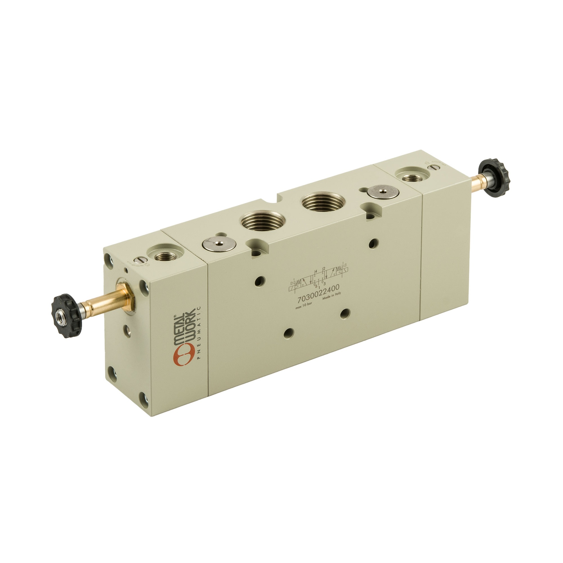[147132] RIEGLER 5/3-way valve, electropneumatic, external control, center closed, G 1/2