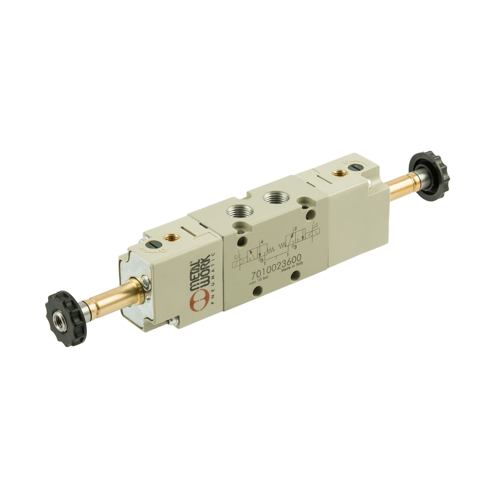 RIEGLER 2x3/2-way valve, electropneumatic, monostable, G 1/4, NC